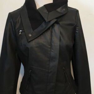 WHITE HOUSE BLACK MARKET BLACK COATED DENIM MOTO JACKET - NWOT